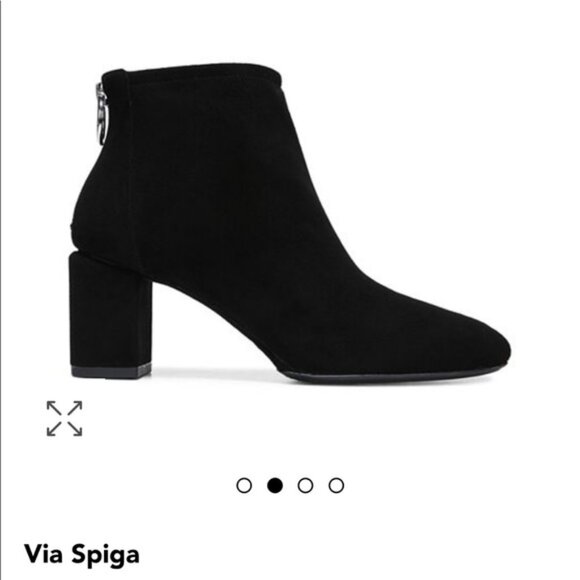 Via Spiga Suede Leather Noel Block Heel Back Hoop Zip Booties - NWOB sz 5M - Picture 1 of 13